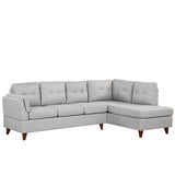 Modern Linen Fabric Sofa L-Shape Couch with Chaise Lounge, Sectional Sofa