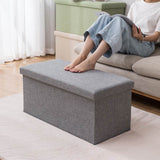 Foldable Storage Boxes with Lid Shoe Bench Footstool Large Capacity Storage
