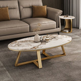 Marble Center Coffee Table Living Room Luxury Set Sofa Metal Side Table Gold Floor