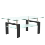 Rectangle Glass Coffee Table End Table Side Table Modern Side Center Tables