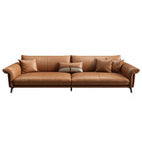 Luxury Italian style leather solid wood sofa leather art simple living room straight row