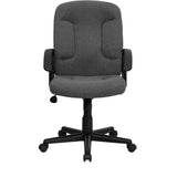 Garver Mid-Back Gray Fabric Executive Swivel Office Chair with Nylon Arms Gaming