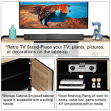 53Inches Retro Wooden TV Stand for TVs Stands Cabinet Shelf Drawer Storage