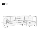 Modern Linen Fabric Sofa L-Shape Couch with Chaise Lounge, Sectional Sofa