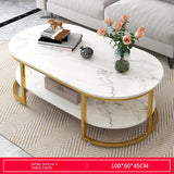 Coffee Table Modern Nordic Luxury Iron White MDF Marble floor Storage Console