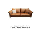 Luxury Italian style leather solid wood sofa leather art simple living room straight row