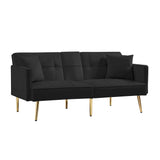 Velvet Futon Sofa Bed with 6 Golden Metal Legs, Sleeper Sofa Couch