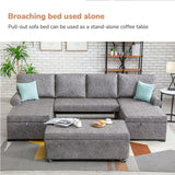 Sectional U-Shaped Sofa with USB Chargers,6-seat Sofa Bed with Double Storage Chaise