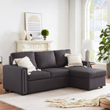 Pull Out Sleeper Sofa Reversible L-Shape 3 Seat Sectional Couch with Storage Chaise