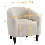 Barrel Accent Chair, Ivory Boucle Soft Foam-padded Seat Lounge Chair for Living Room