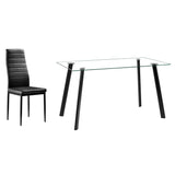 Hot 5 Piece Dining Table Set 4 Chairs Glass Metal Kitchen Room Furniture