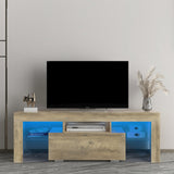 TV Stand with LED RGB Lights, Flat Screen TV Cabinet, Gaming Consoles, In Lounge Room