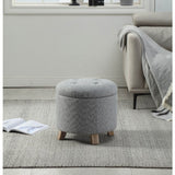 Better Homes &amp; Gardens Round Tufted Storage Ottoman, Gray Faux Linen