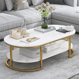 Coffee Table Modern Nordic Luxury Iron White MDF Marble floor Storage Console