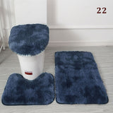 3PCS Flannel Anti Slip Shower Carpets Sets Bathroom Bathmat Set Toilet Rugs