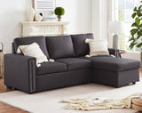 Pull Out Sleeper Sofa Reversible L-Shape 3 Seat Sectional Couch with Storage Chaise