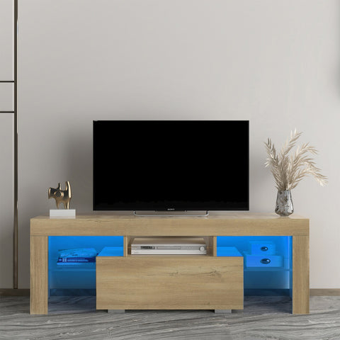 TV Stand with LED RGB Lights, Flat Screen TV Cabinet, Gaming Consoles, In Lounge Room