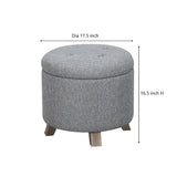 Better Homes &amp; Gardens Round Tufted Storage Ottoman, Gray Faux Linen