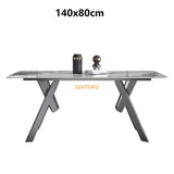 Luxury Rock Slab Dining Tables Dinner Chair Set Stainless Steel Titanium Grey Base