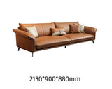 Luxury Italian style leather solid wood sofa leather art simple living room straight row