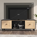 53Inches Retro Wooden TV Stand for TVs Stands Cabinet Shelf Drawer Storage