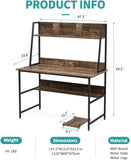 Computer Office Desk W/Shelves 47 Inch Sturdy Writing Desk for Home Office