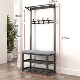 Mobile Coat Rack Shoe Bench Bedroom Metal Hanging Clothes Rack Standing Shoe