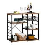 5-Layer MDF Industrial Wrought Iron Kitchen Shelf Organizer With Drain Basket