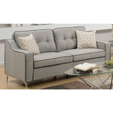 Gray Glossy Polyfber Sofa and Loveseat Furniture Plywood Metal Legs Couch Pillows