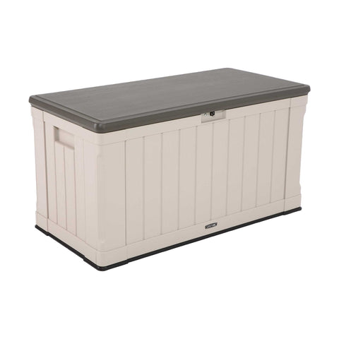 Heavy-Duty 116 Gallon Plastic Deck Box, Desert Sand Storage Organizer
