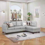 Modern Linen Fabric Sofa L-Shape Couch with Chaise Lounge, Sectional Sofa