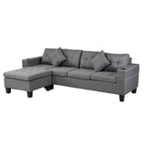 Sectional Sofa Set With L Shape Chaise Lounge, cup Holder, And Left Or Right Hand Chaise