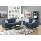 Gray Glossy Polyfber Sofa and Loveseat Furniture Plywood Metal Legs Couch Pillows