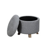 Better Homes &amp; Gardens Round Tufted Storage Ottoman, Gray Faux Linen