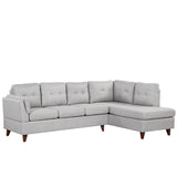 Modern Linen Fabric Sofa L-Shape Couch with Chaise Lounge, Sectional Sofa