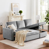 Pull Out Sleeper Sofa Reversible L-Shape 3 Seat Sectional Couch with Storage Chaise