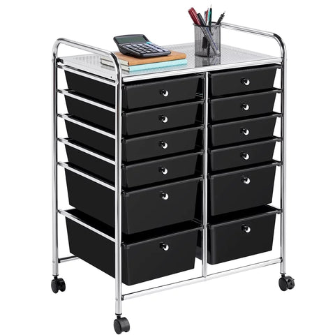 12 Drawer Rolling Storage Cart Organizer with Lockable Wheels