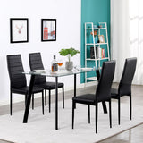 Hot 5 Piece Dining Table Set 4 Chairs Glass Metal Kitchen Room Furniture