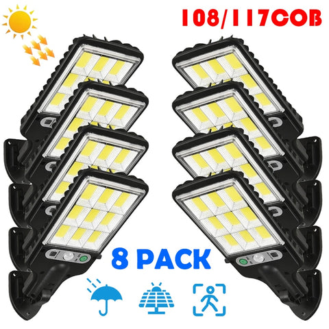 LED Solar 117COB 8 Pack Solar Lamp With 3 Light Mode Waterproof Motion Sensor