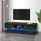 51.18inch Modern TV Stand with LED Lights, High Glossy Front TV Cabinet