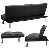 Modern Faux Leather Futon, Convertible Adjustable Sofa Bed Home Recliner