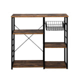 5-Layer MDF Industrial Wrought Iron Kitchen Shelf Organizer With Drain Basket