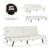 3 In 1 Futon Sofa Bed Smooth PU Leather Convertible Folding Couch Sleeper Lounge