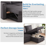 Pull Out Sleeper Sofa Reversible L-Shape 3 Seat Sectional Couch with Storage Chaise