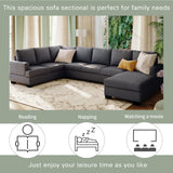 Living Room Sofa Set Large Upholstered U-Shape Sectional Sofa, Extra Wide Chaise