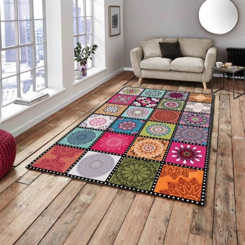 Modern Patterned Carpet Cover Decorative Fabric Printed Design Soft Rug