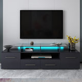 Modern Stylish Functional TV Stand W/Color Changing LED Lights Universal
