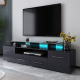 Modern Stylish Functional TV Stand W/Color Changing LED Lights Universal